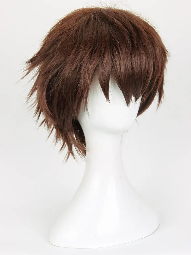 Серафим конца Yoichi Saotome парик стиль короткие коричневые синтетические волосы косплэй парик + кепки