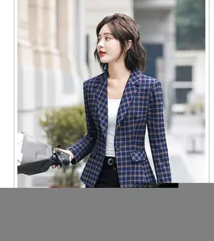 

2019 Soft And Comfortable High-Quality Plaid Jacket Office Lady Casual Style Blazer Women Wear Single Button Coat
