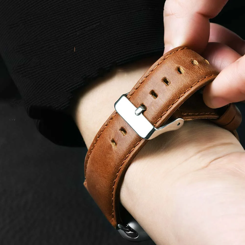 LEONIDAS новый браслет из натуральной кожи для Apple Watch 3 2 1 42 мм 38 первый слой кожаный