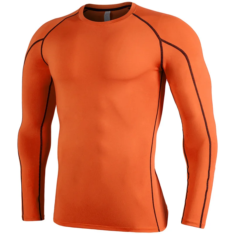 

New Fashion High-elasticity Sporting T-shirt Men long Sleeve Fitness T shirt Men's solid gyms Bodybuilding T-shirt Tee 2020