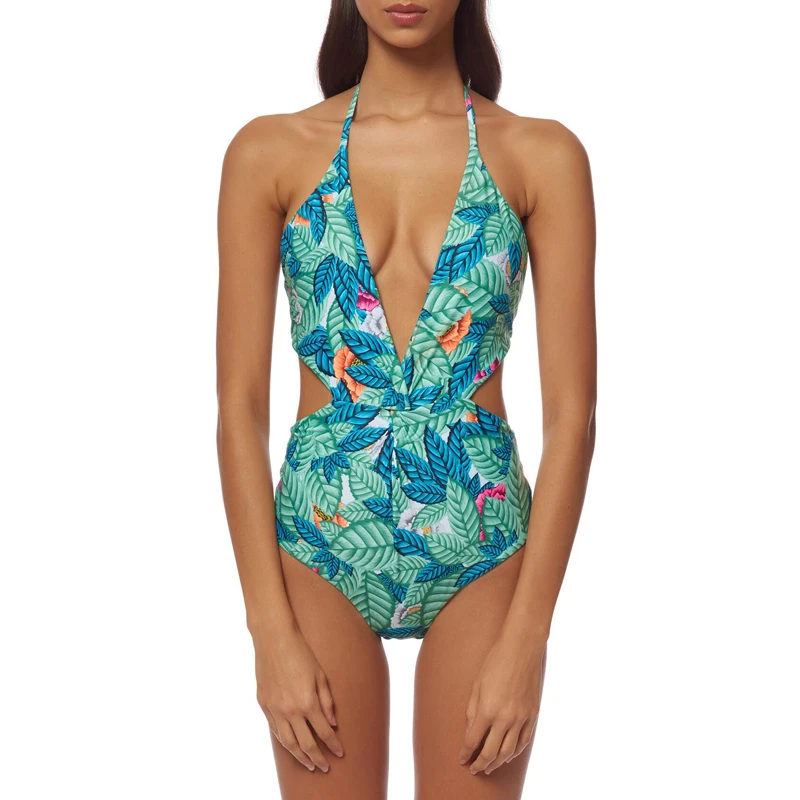 

OPZC 2017 Bikini Set Sexy green Leaves Brazilian Bikini Swimwear Leaves High waist Multicolor Women Swimsuits Female Bathi