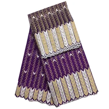 

New African embroidered jacquard lace fabric purple 2yards net fabric,Bazin riche for nigerian wedding HR56-46
