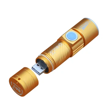 

Portable USB led flashlight 5w Strong power Adjustable linterna led For travel 3 modes Aluminium Waterproof Convex Lens torch