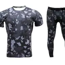 Футболка с короткими рукавами, колготки, фитнес униформы, мужской спортивный крутой Камуфляжный костюм