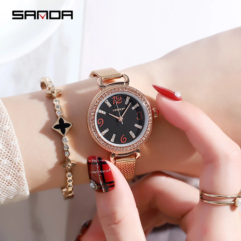 

SANDA Fashion Elegant Quarts Women Watch Rose Gold Women Wrist Watch New Ladies Brand Luxury Relogio Feminino Reloj Mujer