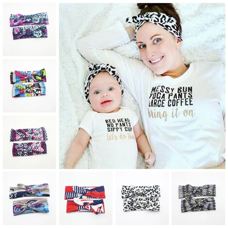 10 Colors 2017 New Mom and Kids Headband With Knit Cotton Baby Girl