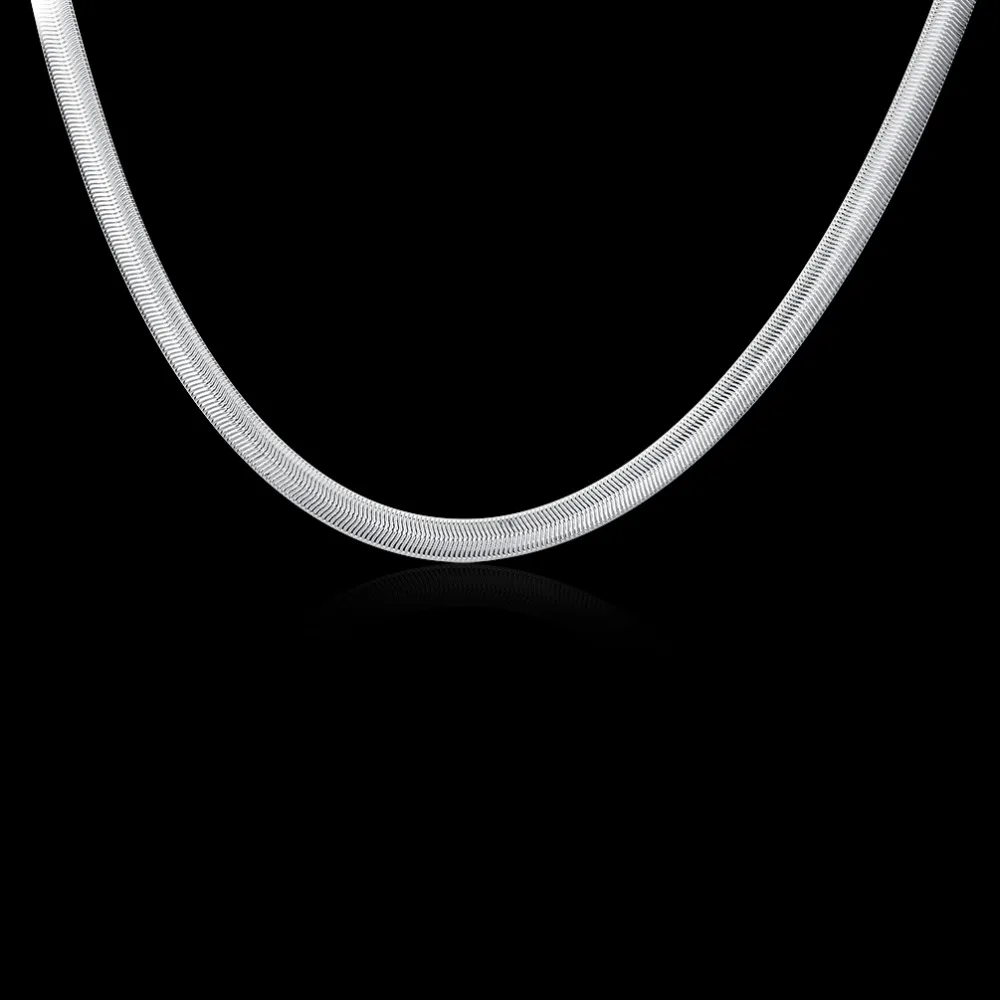 

N193 925 silver necklaces 16-24 inches 6mm flat snake chains necklace for men women fashion jewerly choker statement jewellery