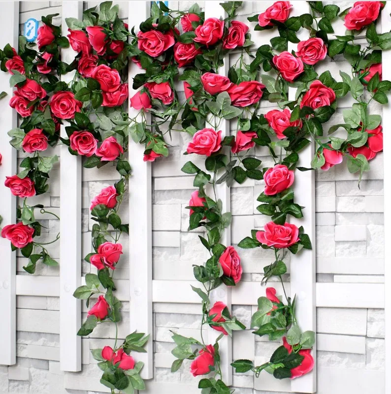 Buy Artificial big rose flower vine wall mounted wedding hotel stairs DIY air