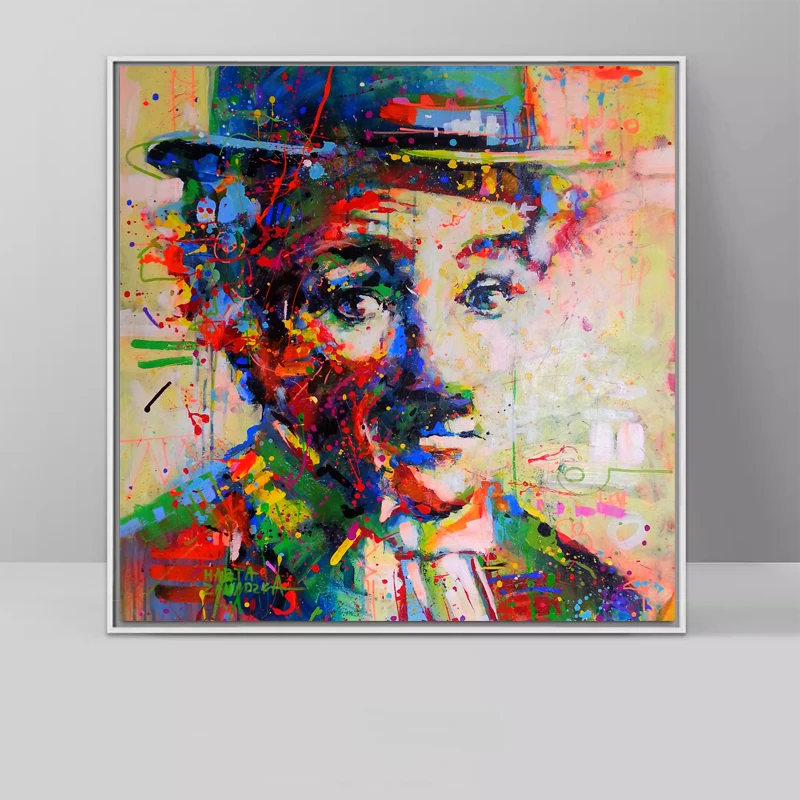 

Canvas Artwork Wall Painting Abstract Oil Paints Portrait Painting of Charlie Chaplin Decorative Painting Wall Art Print Unframe