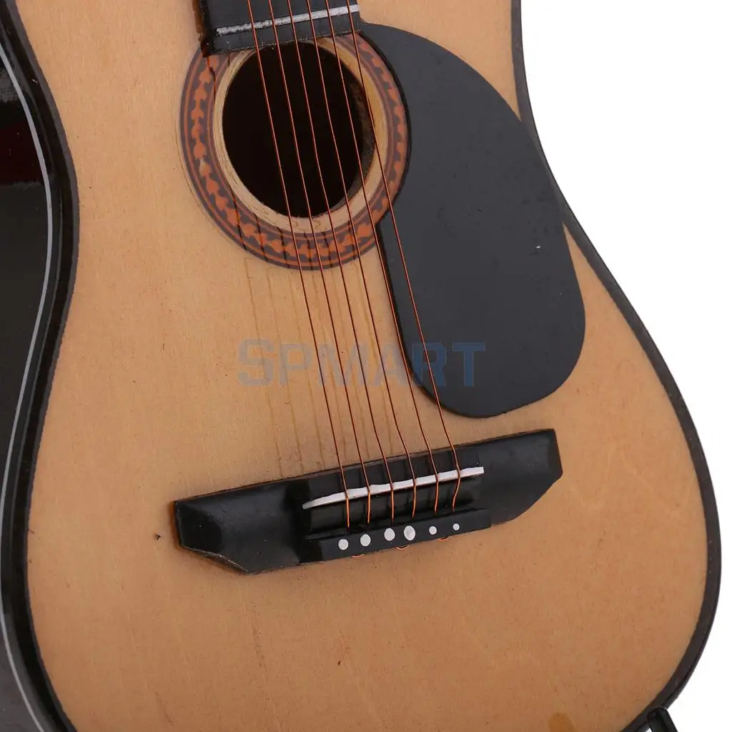 Handcrafted 1:4 Scale Wood Guitar with Panel Model Instrument Collectibles Miniature Dolls Accessory Home Ornaments Kids Gift