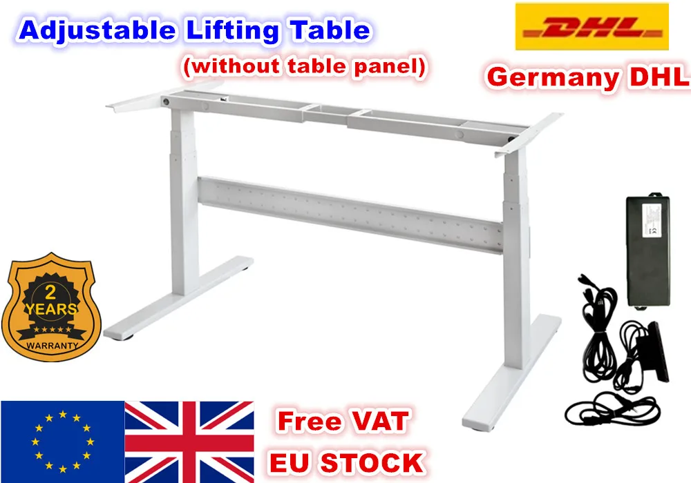 [EU Delivery] Flip Adjustable Height Two-foot Two-Section Electric Motor Lift Desk Lift Table Column folding table Black/White