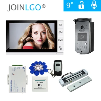 

FREE SHIPPING NEW 9" Color Screen Video Door Phone Intercom Kit + 1 White Monitor + Outdoor RFID Doorbell Camera + Magnetic Lock