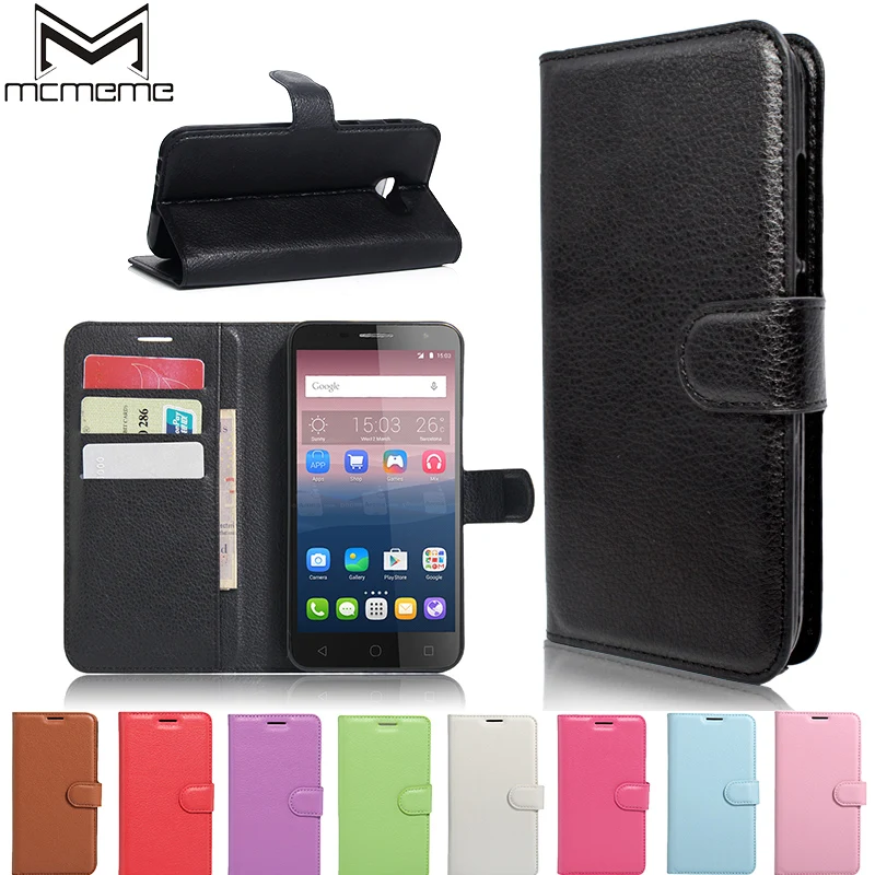 

MCMEME Alcatel Pop 4 5051D 4+ 5056 Case Luxury Flip Leather Fundas Frame Phone Back Cover For Alcatel One Touch POP 4 Plus 5056D