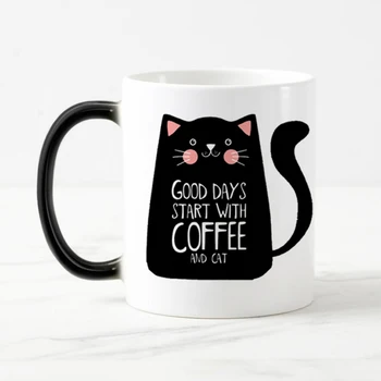 Tazze per gatti super cool con cambiamento di colore, tazza e tazza da caffè in ceramica, tazze magiche rivelate dal calore per un amico, regalo di moda 1