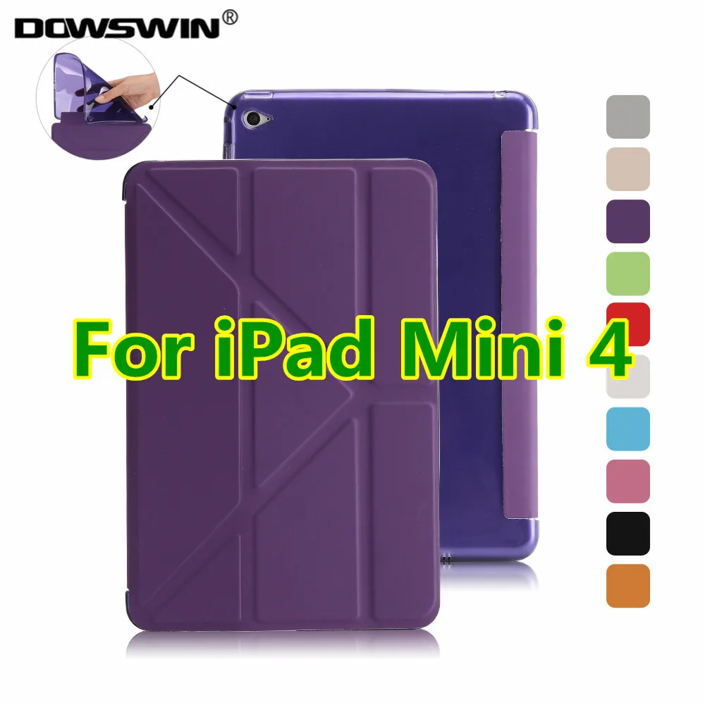 DOWSWIN Чехол для iPad Mini 4 из искусственной кожи чехол Smart Cover для Ipad Mini 1 2 3 Чехол авто сна/Пробуждение До нескольких раза мини случай - Цвет: purple mini4