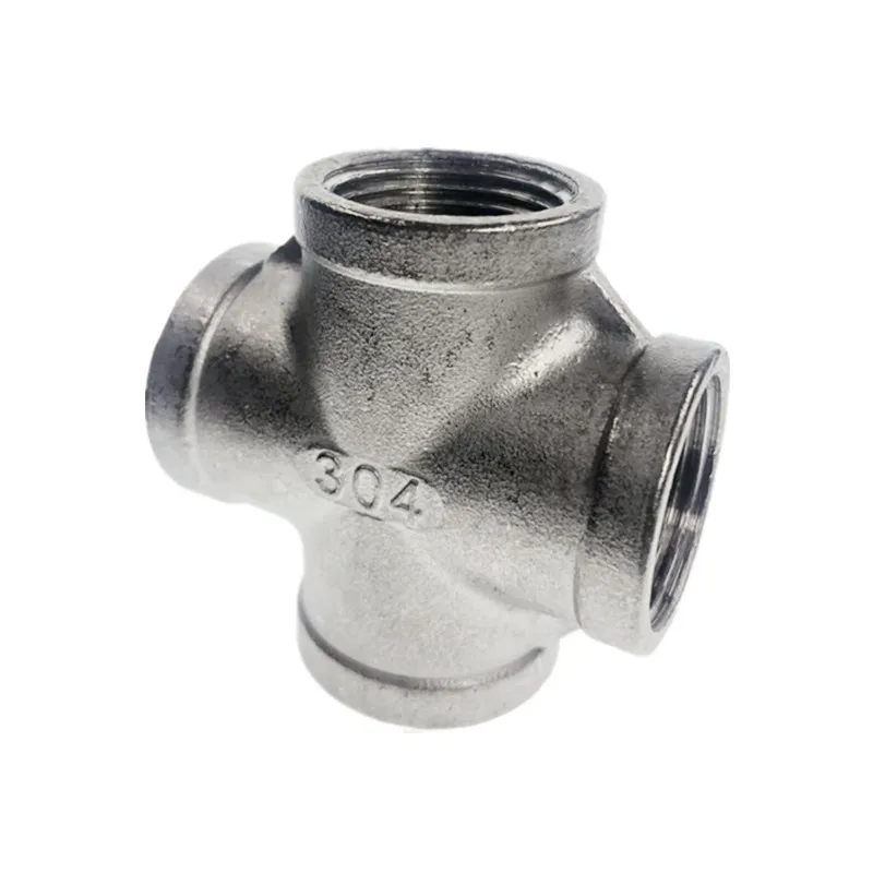 304 Stainless Pipe Fitting 1-1/4" Thread 4 Way Female Cross Coupling Connector 