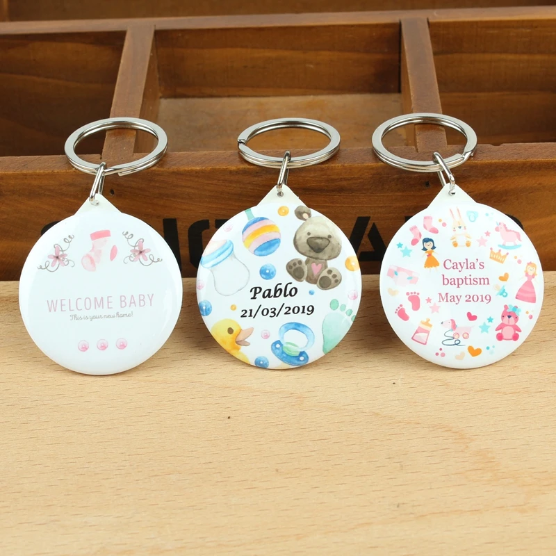 10pcs Personalized Engrave Round Wooden Keychain With Tassels Wood Keyring  Tags Christening Baptism Frist Holy Communion Gift - AliExpress