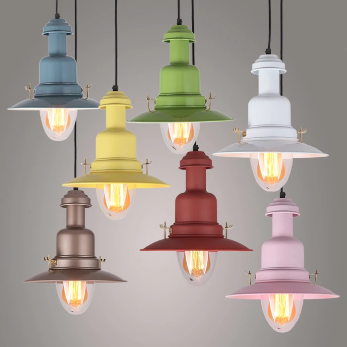 

MODERN RETRO iron pendant light living room bedroom bedside restaurant cafe colorful hanging lighting E27
