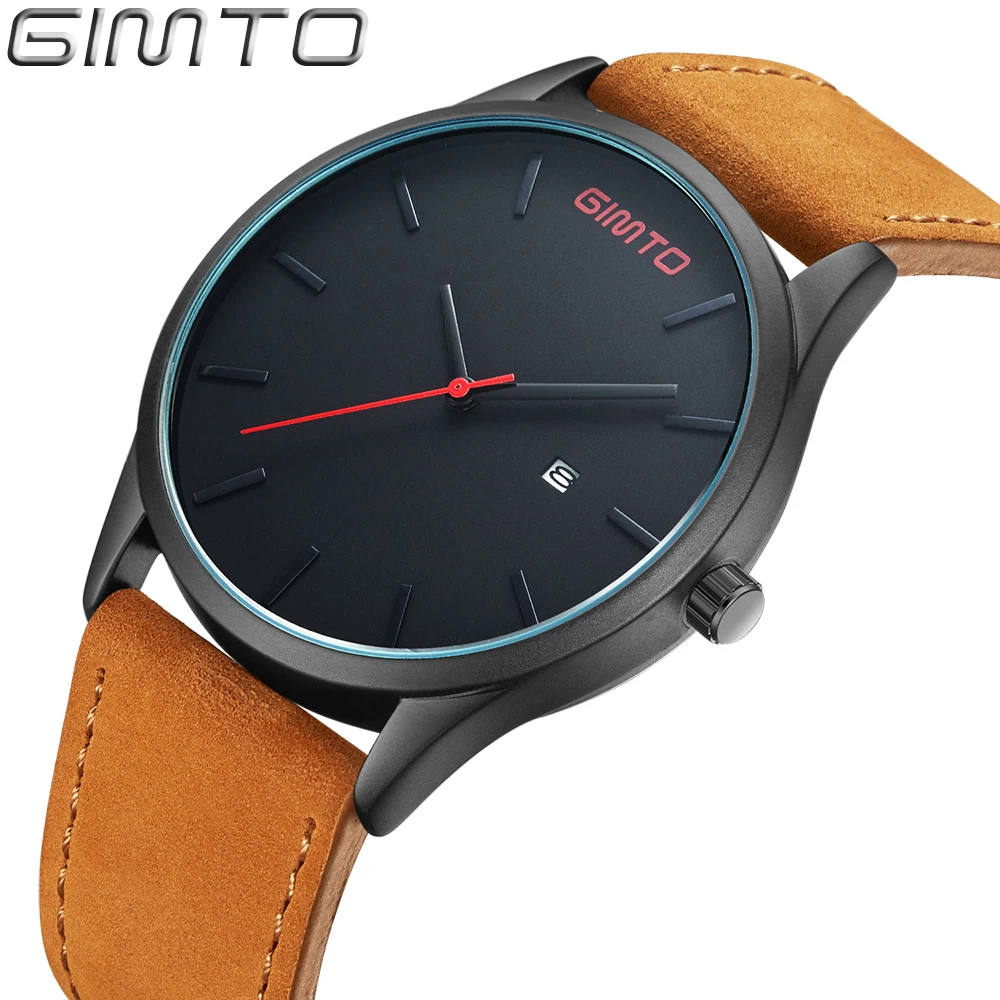 Prix pour GIMTO Hommes Montres En Cuir De Mode Étanche Bracelet À Quartz Top Marque De Luxe Hommes Horloge Mâle Montre relojes hombre saat Prix pour GIMTO Hommes Montres En Cuir De Mode Étanche Bracelet À Quartz Top Marque De Luxe Hommes Horloge Mâle Montre relojes hombre saat