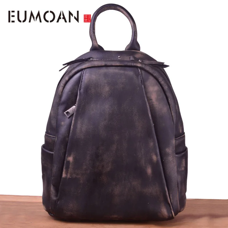 

EUMOAN Vintage hand-colored women's bag, leather-covered hand-held practical backpack, personality shoulder bag