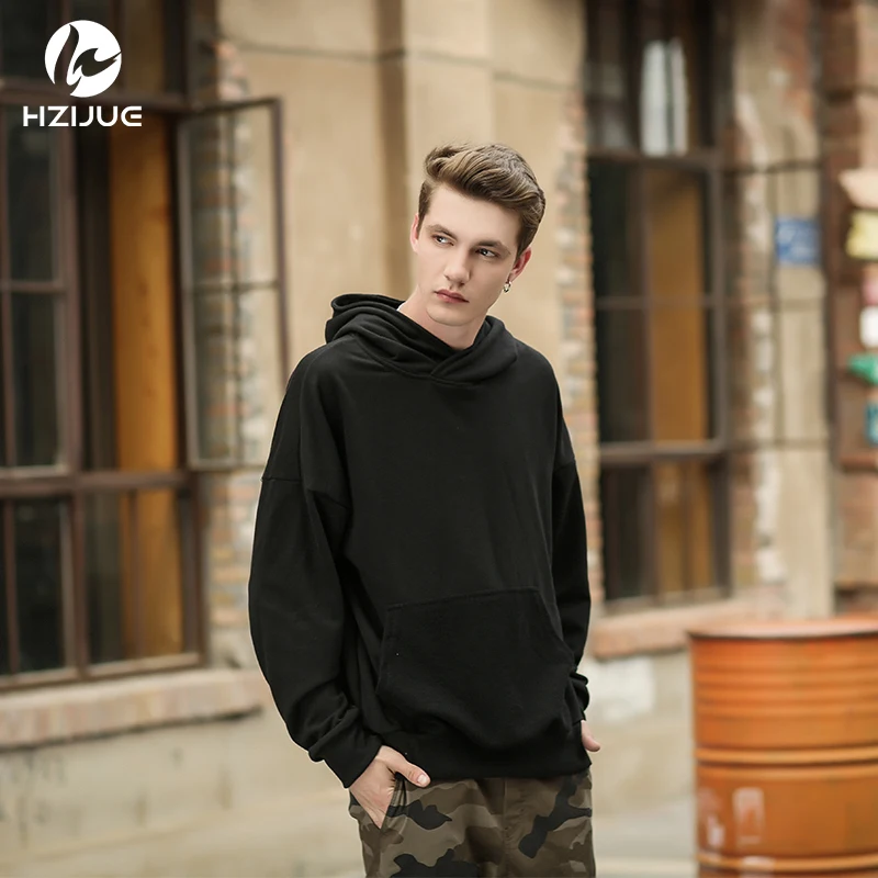 HZIJUE 2018 streetwear hoodie Classic Basic solid pure color oversize baggy Justin Bieber man Men Hip Hop cotton hoodies black