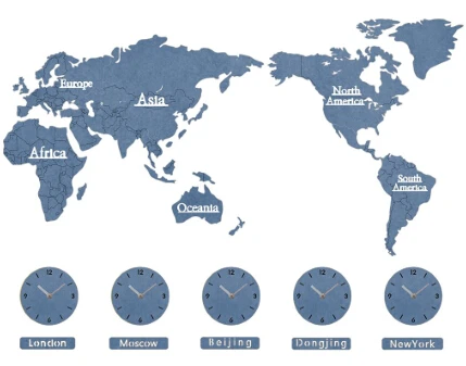 Карта мира настенные часы современный европейский стиль круглые деревянные большие деревянные часы настенные часы немой relogio de parede - Цвет: bule-1.8m