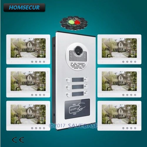 HOMSECUR 10,1 дюймов Многоквартирный видео и аудио Smart дверные звонки + освобождение блокировки кнопка для 6 семей