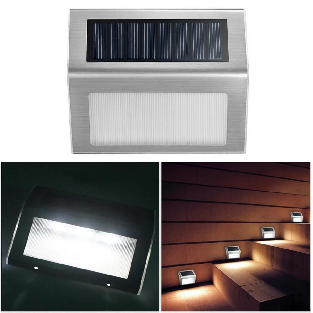 Waterproof Stainless Steel Solar 3 LED Wall Fence Light Outdoor Garden