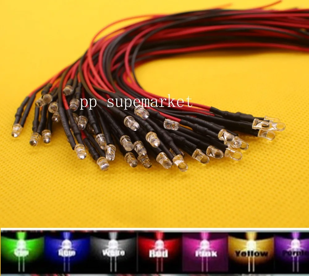 

20pcs lot 20cm Pre Wired 3mm 5mm LED Light Lamp Bulb Prewired Emitting Diodes For DIY Home Decoration DC12V