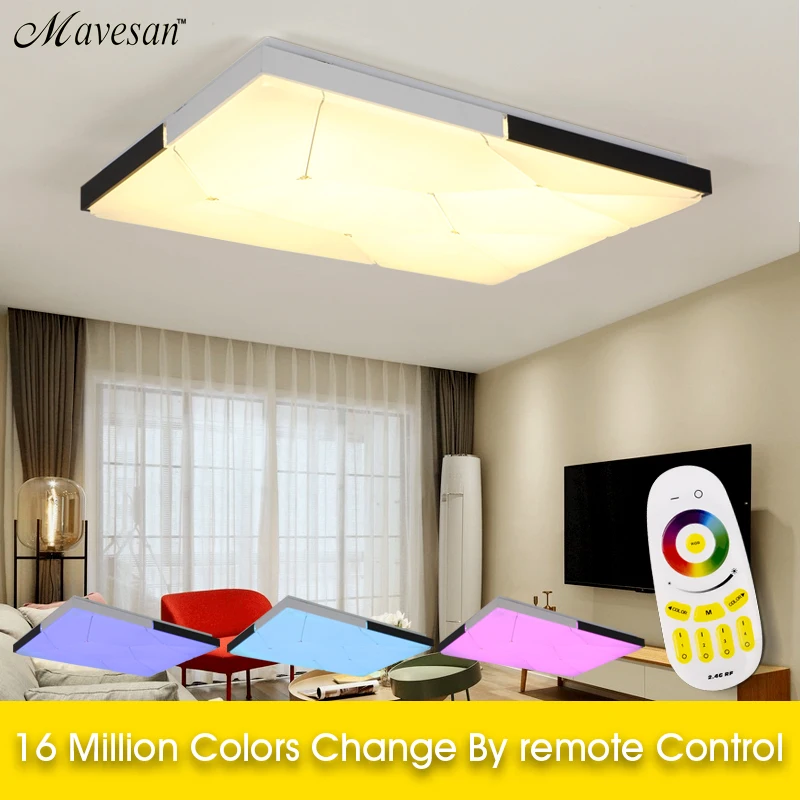 

LED Ceiling Light Modern Lamp for Living Room Square Lighting Fixture Bedroom Kitchen Hall Surface Mount Flush Remote Control