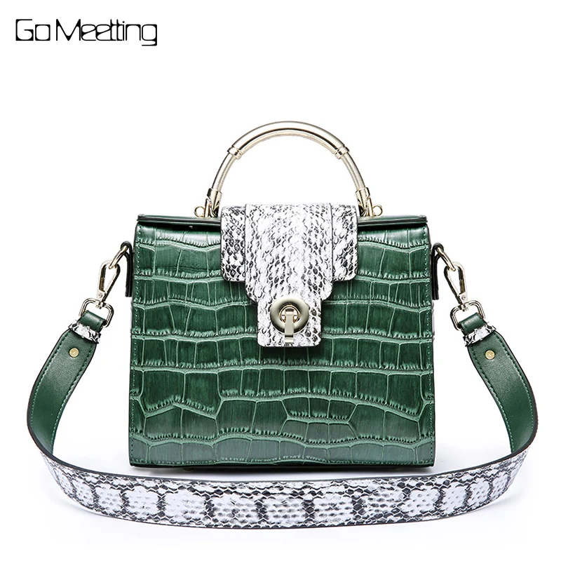 

Go Meetting Brand Crocodile Women Shoulder Bag Luxury Elegant Top Handle Bags Brand Designer Handbags Genuine Leather Female Bag