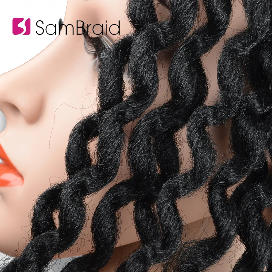 SAMBRAID Faux locs Curly вязание крючком волосы крючком косы 24 дюйм плетение волос наращивание синтетические волосы для женщин