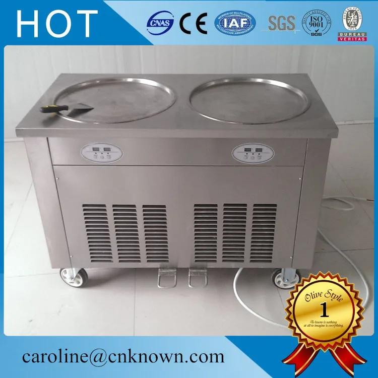 

Double Pan Commercial Fried Ice Cream Machine Make Roll Ice Cream Ice Frying Machine;Roll Ice Cream Makers
