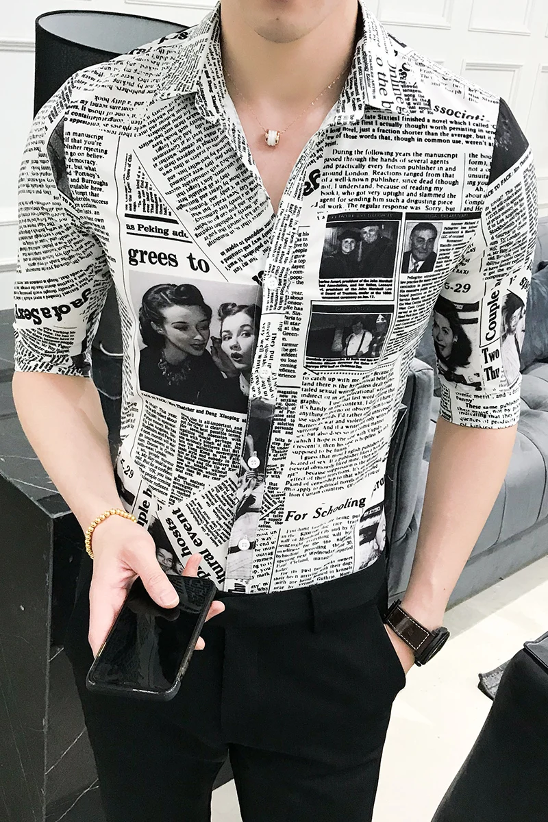 Newspaper Print Shirt 2018 Designer 