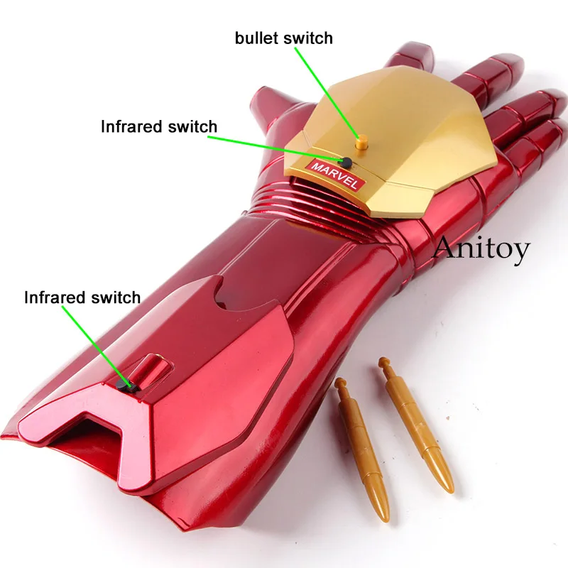 Marvel Железный человек 3 Косплей 1:1 перчатка с светодиодный светильник инфракрасная пуля Ironman перчатки Фигурки игрушки