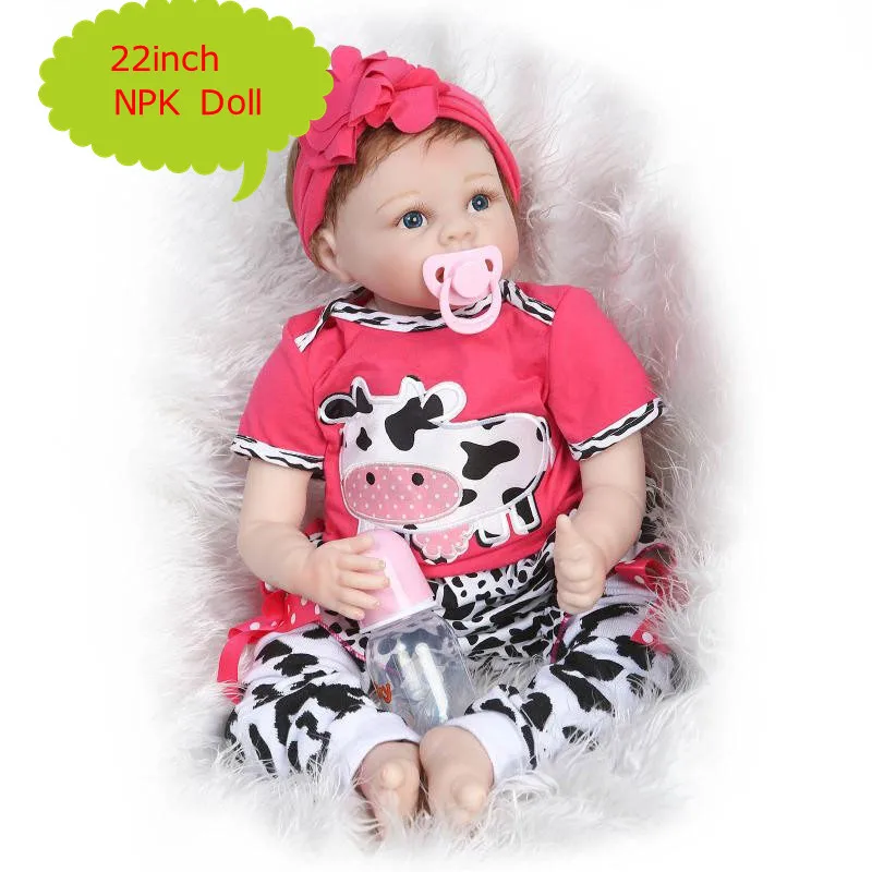 

NPK 55cm 22'' Soft Silicone Babies For Sale With Leopard Style Doll Clothes Vivid Babies Play Toys Bebe Reborn Silicone Playmate
