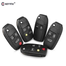 KEYYOU-carcasa de llave abatible plegable inteligente para coche, carcasa de repuesto modificada con 2/3/4/5 botones para Volvo XC70 XC90 V40 V50 V70 S60 S80