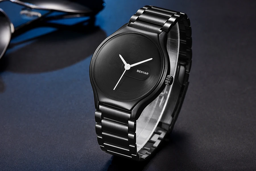 Топ бренд benyar для мужчин часы Роскошные ультра тонкий Простой Пара часы для женщин Мода Бизнес нержавеющая сталь кварцевые наручные ч