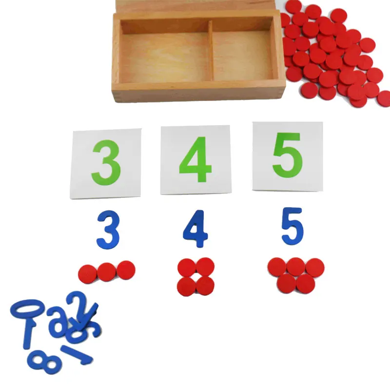 Wooden Montessori Math Toys Wooden Box Numbers And Chips Educational Early Learning Toys For Children Juguetes Brinquedos E2464Z