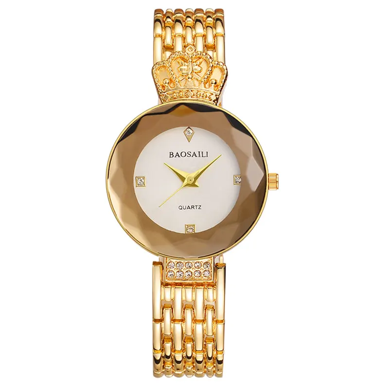 

new BAOSAILI Brand 2 Colors Fashion Crystal Crown Women's Watch Relogio Feminino Alloy Watchband Ladies Quartz Wristwatches 45
