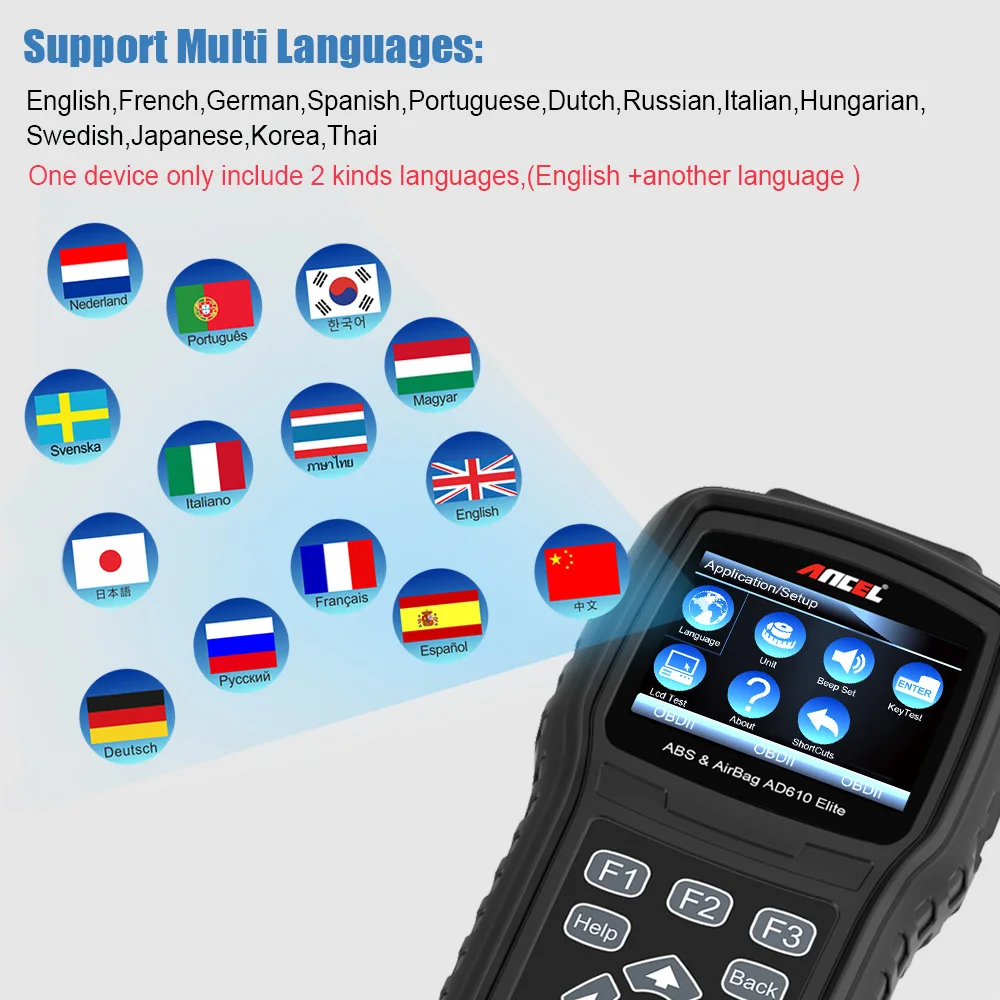 Ancel AD610 диагностический инструмент SAS ABS Сброс подушки безопасности Оригинальный