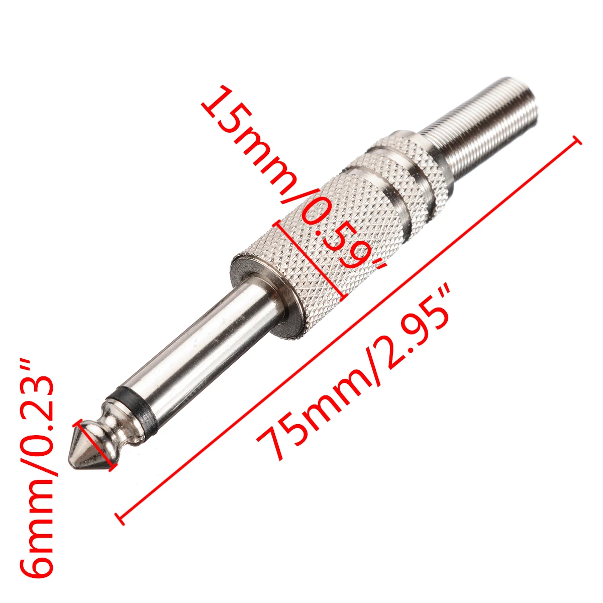 6.35mm Male Mono Solder-on Audio Connector 1/4In Stereo Jack Audio Connector 6.35mm Male Plug Audio Microphone Connectors Plug