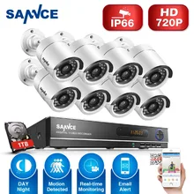 SANNCE 8 Channels CCTV Security System 8CH HD 1080N DVR 8PCS 1280*720P IR outdoor Cameras 1.0MP Video Surveillance Kit 1TB HDD