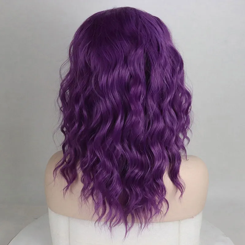 Bombshell фиолетовый свободная волна короткий боб синтетический парик фронта шнурка бесклеевая термостойкая волоконная волосы средний пробор для белых женщин