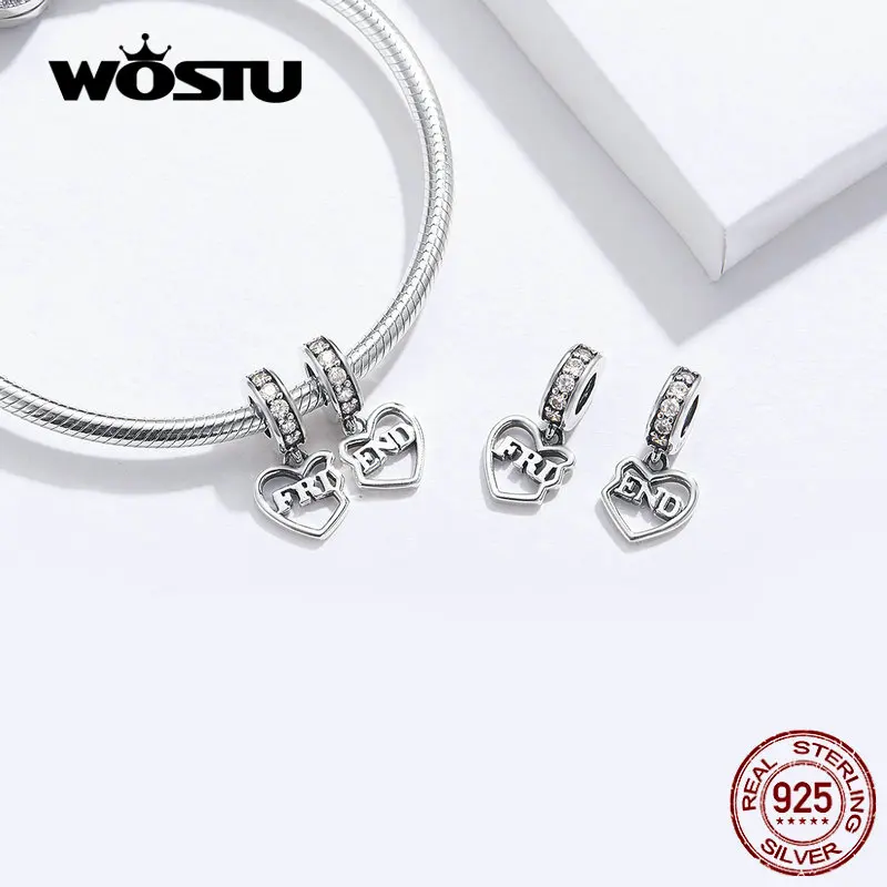WOSTU, дизайн, концентрические подвески,, настоящие, 925 пробы, серебряные, для друзей, талисманы, значит, дружба, навсегда, ювелирное изделие, CQC1230