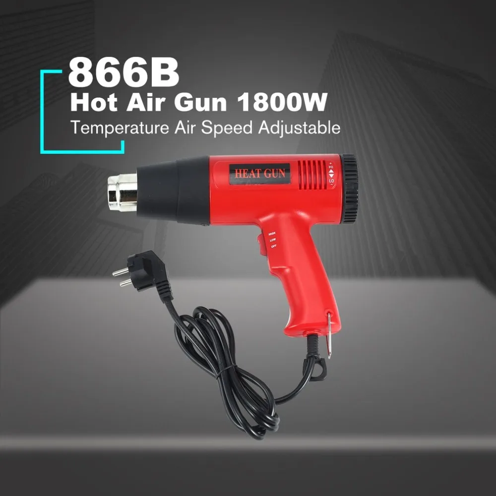 866B 1800W Electric Hot Air Heat Gun Temperature Fan Adjustable Shrink Wrap Paint Stripper Soldering Rework DIY Tool+ Nozzle