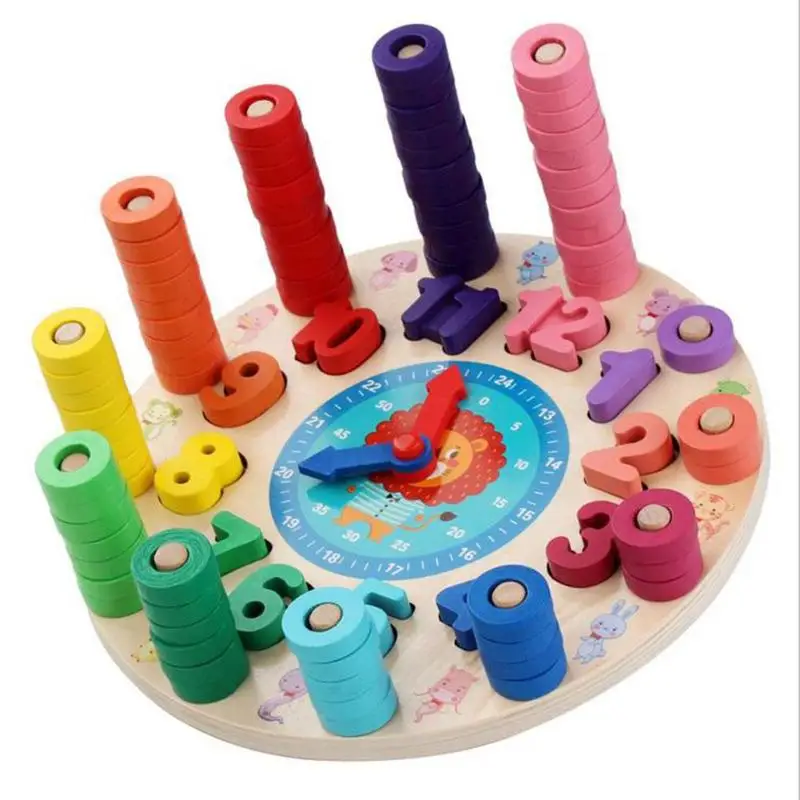Детские Математика Монтессори игрушки деревянные часы цифровой отсчет Цвет Форма соответствующие раннее образование учебных пособий