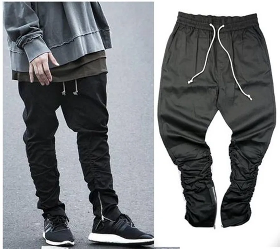 2017 Justin Bieber Fashion Pants Side Zipper Men Slim Fit