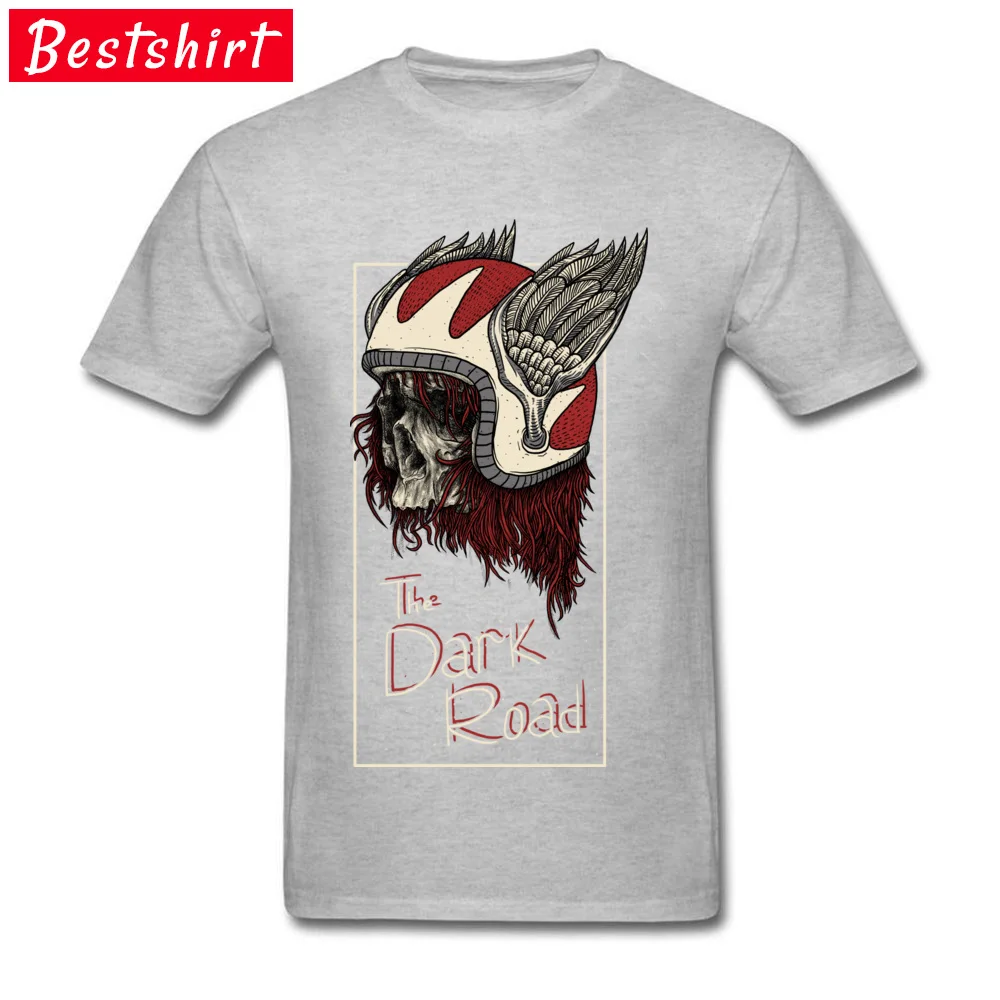 the dark road Casual Tees Short Sleeve for Men Cotton Autumn O-Neck T Shirts Hip hop Sweatshirts Fashionable Wholesale the dark road grey