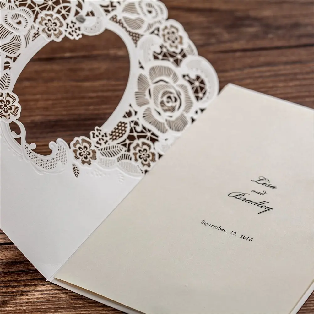  20Pcs Elegant laser cut Gold Stamping Wedding Invitation Card Bridal Shower Invitation with Blank I - 32989448132